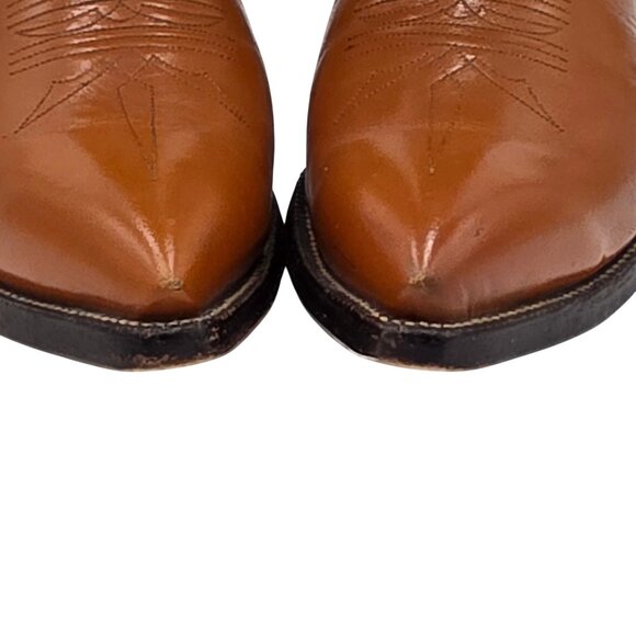 Vintage Justin Mens 10.5E Wide Pumpkin Orange Tan Leather Cowboy Western Boots - Picture 15 of 16